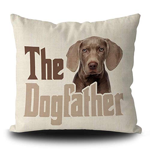 BAGEYOU Weimaraner Kissenbezug für Hundevater, Leinen, quadratisch, 45,7 x 45,7 cm, doppelseitiger Druck von BAGEYOU