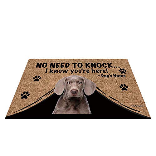 Bageyou Fußmatte für den Außenbereich, personalisierbar, mit Aufschrift „My Love Dog Weimaraner“, Fußmatte „Not Need to Knock I Know You're Here“, 60 x 40 cm von BAGEYOU