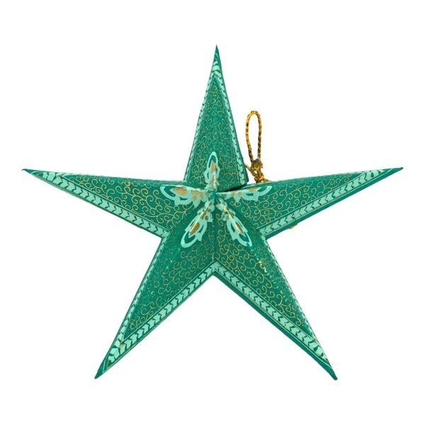 BAGHI Dekosterne Set mit 5 Stck. aus handgeschöpftem und handbedrucktem Seidelbastpapier faltbar von BAGHI