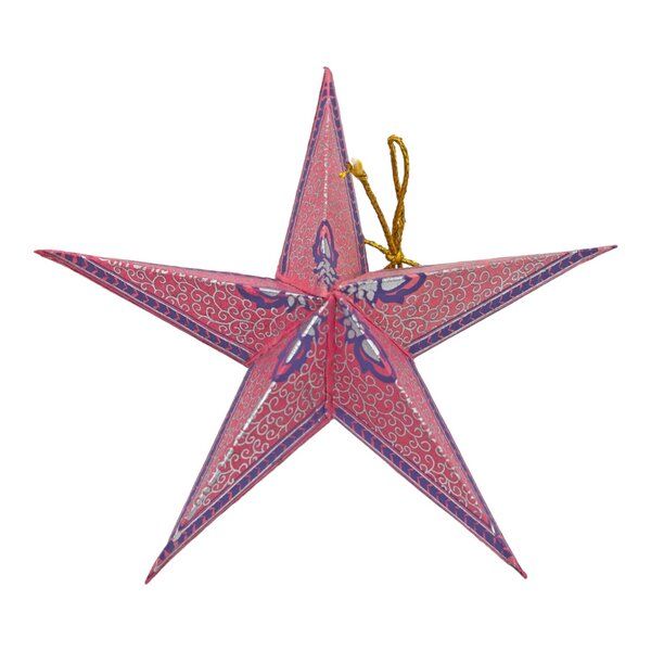 BAGHI Dekosterne Set mit 5 Stck. aus handgeschöpftem und handbedrucktem Seidelbastpapier faltbar von BAGHI