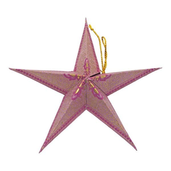 BAGHI Dekosterne Set mit 5 Stck. aus handgeschöpftem und handbedrucktem Seidelbastpapier faltbar von BAGHI