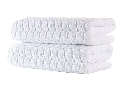 BAGNO MILANO 100% türkische Baumwolle Jacquard Luxus Handtuchset - Quick Dry Non-GMO Ultraweich, Plüsch und saugfähig Luxus Durable türkische Handtücher Set (Weiß, 2 Stück Badetuch Set) von BAGNO MILANO