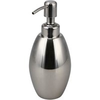 Seifenspender Edelstahl Silber 380ml Volumen rund, 17,9cm Höhe, ø 7,3cm - Silber von BAGNOXX