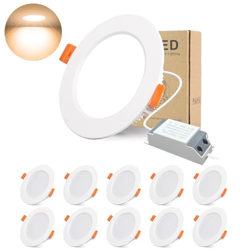 BAGZY LED Spots Einbaustrahler 230V Ultra Flach 5W 10er Set Deckenspots IP44 500lm LED Spot,Warmweiß 3000K,Ausschnitt 70-80mm, Slim Einbauleuchte für Schlafzimmer Badezimmer Wohnzimmer Küche (Weiß) von BAGZY