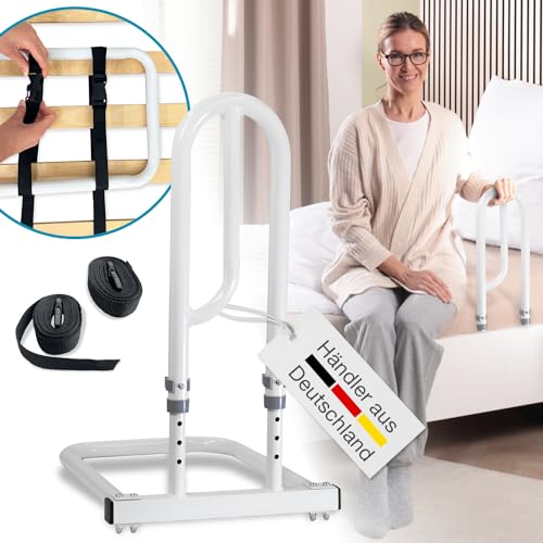 maxVitalis Bett Aufstehhilfe Bettgriff - Für mehr Unabhängigkeit und Komfort, Höhenverstellbarer Haltegriff für Senioren, weiß von maxVitalis