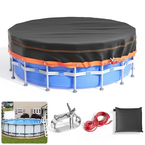 Poolabdeckung Rund 315cm, 10ft Lagertank Poolabdeckung mit Kordelzug Whirlpool Abdeckung Schwimmbad Wasserdicht Staubdicht Waschbar Oxford-Gewebe, Stabilität Einfache Installation Schwarz von BAHAGULY