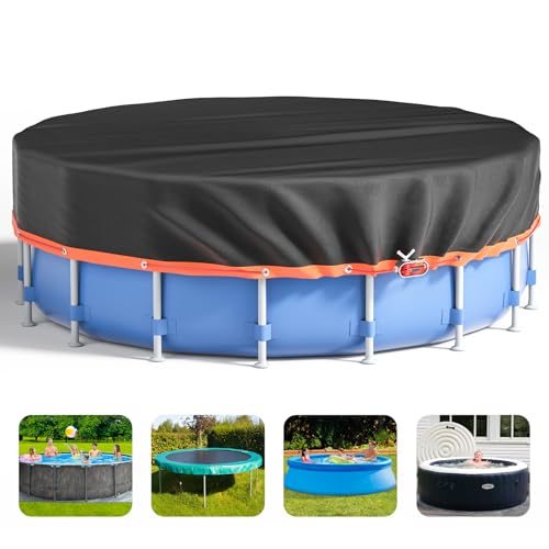 Poolabdeckung Rund 564 cm, Lagertank Poolabdeckung mit Kordelzug Design-Whirlpool-Abdeckung Ideal für wasserdicht und staubdicht, StabilitäT Und Einfache Installation (Schwarz) von BAHAGULY