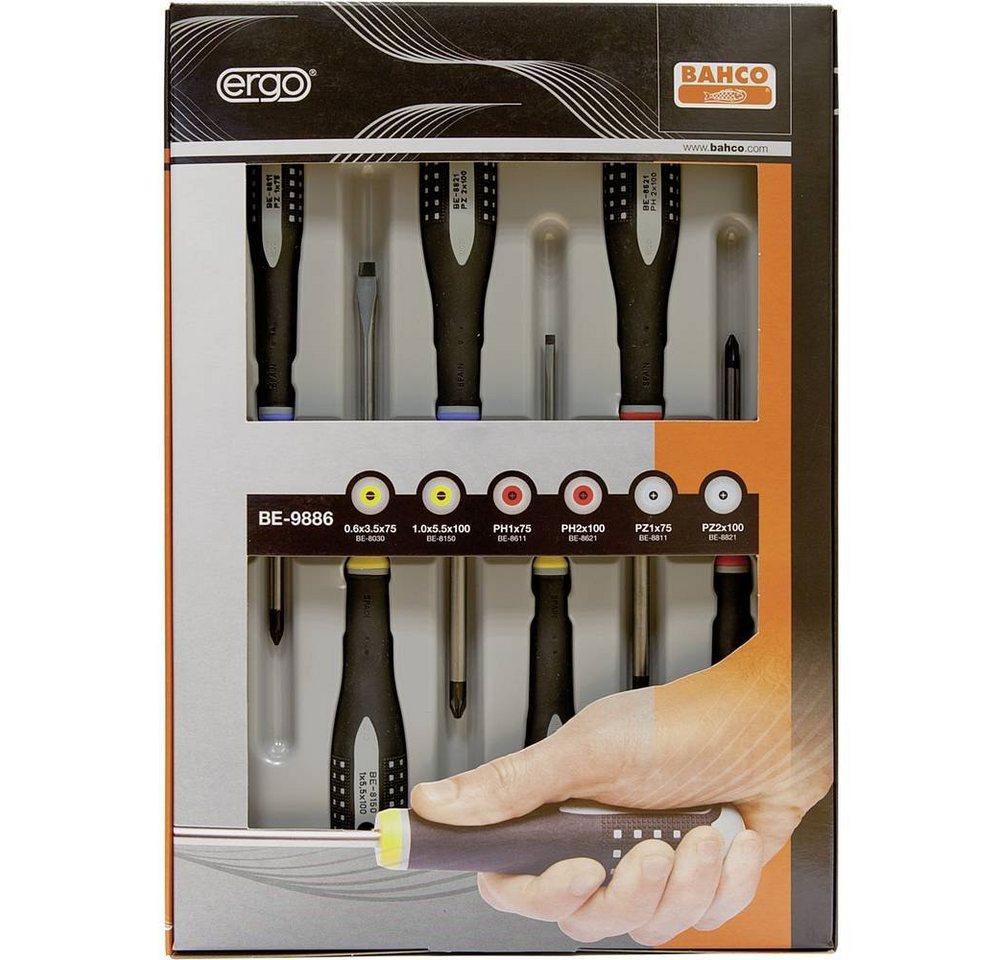 BAHCO Schraubendreher Schraubendreher-Satz,6-Tlg, Schlitz+Ph+Pz BE-9886 von BAHCO