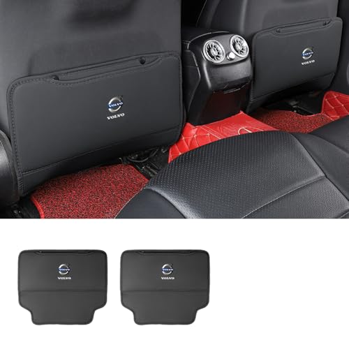 BAHELS 2 Stück Auto Rückenlehnenschutz Für Volvo XC60/XC90/XC40/V90/V60/S90 Leder Rückenlehne Anti-Kick Pads Auto Trittmatte wasserdichte Kissen,Black von BAHELS