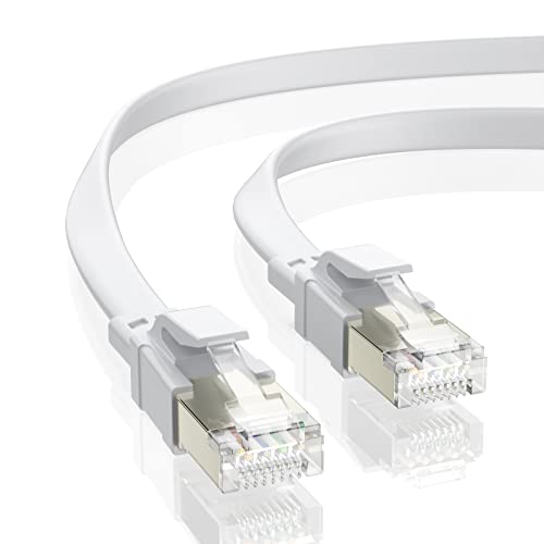 BAHIWOM Cat8 Ethernet-Kabel 1,5m, 40 Gbit/s 2000 MHz LAN Netzwerkkabel Gigabit RJ45 Gold-Plated Patchkabel, Flach Internetkabel Kompatibel mit Router, mit Modem, mit PC, mit Laptop - Weiß BAHIWOM Cat8 Ethernet-Kabel 1,5m, 40 Gbit/s 2000 MHz LAN Netzwerkkabel Gigabit RJ45 Gold-Plated Patchkabel, Flach Internetkabel Kompatibel mit Router, mit Modem, mit PC, mit Laptop - Weiß von BAHIWOM
