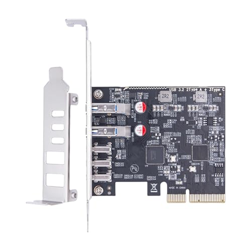 BAHJKASD PCIE USB3.2 Gen 2 Adapterkarte 5 Portweiterung Für Desktop Computer Mit 3 USB C Und 2 USB A. von BAHJKASD