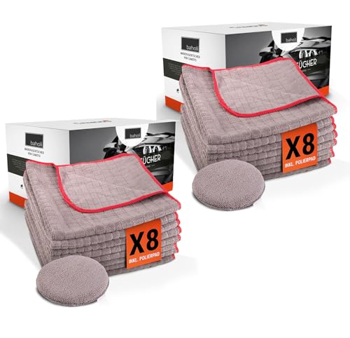 BAHOLI | 16X Mikrofasertücher inkl. 2X Polierpad extra lackschonend – Microfasertuch Autopflege 40x40cm fusselfrei & ohne Ausfransen BAHOLI | 16X Mikrofasertücher inkl. 2X Polierpad extra lackschonend – Microfasertuch Autopflege 40x40cm fusselfrei & ohne Ausfransen von BAHOLI