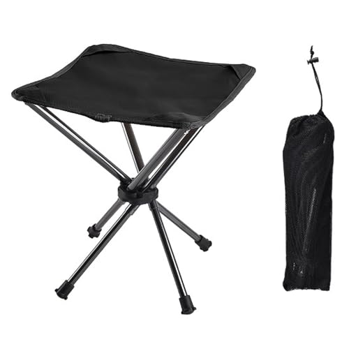 BAICAIBAI Camping Hocker Tragbarer Klapphocker Stuhl Mini Klappbarer Angelhocker Kompakter 4-Bein-Hocker Stühle Strand Campingstuhl für Outdoor Wandern Angeln Gartenarbeit-Noir von BAICAIBAI