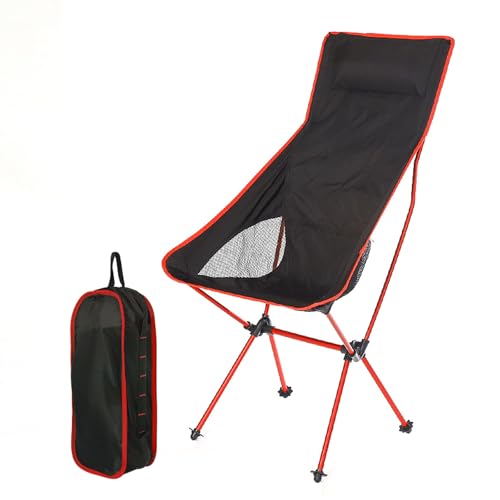 BAICAIBAI Campingstuhl Ultraleichter Klappstuhl Gartenstuhl Faltstuhl Tragbar Camping Stuhl Maximale Belastung 150kg Perfekt Ultraleicht Stabiler Kompakt Outdoor Wandern Strand-Red von BAICAIBAI