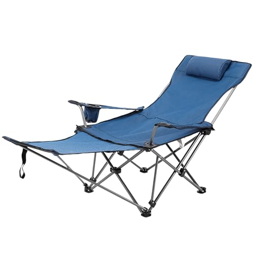 BAICAIBAI Klappbarer Campingstuhl Strandliege Tragbar Leicht Extra Breite Sitzfläche Bequem Gepolstert 120KG mit Getränkehalter Seitentasche Für Camping Strand Garten Poolbereich-Blue BAICAIBAI Klappbarer Campingstuhl Strandliege Tragbar Leicht Extra Breite Sitzfläche Bequem Gepolstert 120KG mit Getränkehalter Seitentasche Für Camping Strand Garten Poolbereich-Blue von BAICAIBAI