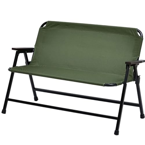 BAICAIBAI Klappstuhl Outdoor Doppelstuhl Eltern-Kind-Stuhl Extra Breite Sitzfläche Tragbar Kaltgezogenes Rohr Kippsichere 200KG Für Camping Strand Picknick Garten Angeln-Army-Green von BAICAIBAI
