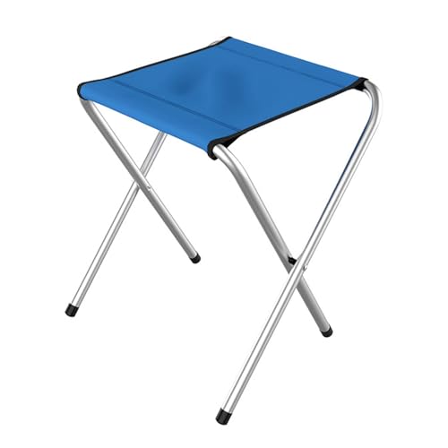 BAICAIBAI Zweischichtiger Klapphocker X-Form Outdoor Tragbar Rutschfester Stahlrahmen Tragkraft 100KG Kompakt Zusammenklappbar Für Picknick BBQ Strand Angeln Kartenspiele Party-Blue von BAICAIBAI