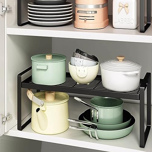 BAIEUEJO Regaleinsatz,Küchenschrank Organizer mit Anti-Rutsch Matte,Küche Schrankeinsatz,für Küche/Bad/Tischplatte/Sideboard (BLK) von BAIEUEJO