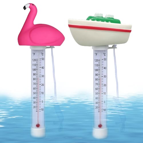 2 Stück Schwimmende Pool Thermometer, Bruchfest Wasserthermometer mit String, Poolthermometer Schwimmend, Schwimmende Wasser Temperatur Thermometer für Badewannen, Schwimmbäder, Teiche von BAIFULAI