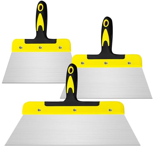 3 Stück Flächenspachtel, Breitspachtel Set 20 cm 25cm 40cm Profi Edelstahl BreitspachtelWandwerkzeuge Trockenbau Finishing Glättungsspatel Spachtel zum Verputzen von Wänden von BAIFULAI
