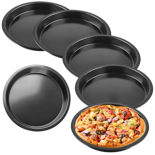 6 Stück Pizzateller, Pizzateller Rund Ø 20 cm, Edelstahl Pizzapfanne, Nicht Antihaftbeschichtet & Ungiftig & Einfach zu Reinigen, Pizza Blech, Pizzabackbleche Set für Pizza, Flammkuchen, Kuchen von BAIFULAI