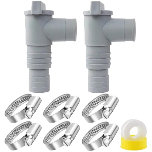 Absperrhahn für Pools mit 32mm Schlauchanschluss,Wartungs Pool zubehör mit 6X Schlauchklemmen,Absperrhahn Poolschlauch,Kugelhahn Absperrventil Pool für oberirdische Pool und Poolpumpe Wartung von BAIFULAI