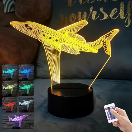 Airplane Nachtlicht, 3D LED Optische Illusion Flugzeug Lampe 16 Farben ändern mit Fernbedienung Schreibtischlampen Flugzeug Nachtlicht Geschenke für Männer Jungen Kinder Airplane Nachtlicht, 3D LED Optische Illusion Flugzeug Lampe 16 Farben ändern mit Fernbedienung Schreibtischlampen Flugzeug Nachtlicht Geschenke für Männer Jungen Kinder von BAIFULAI