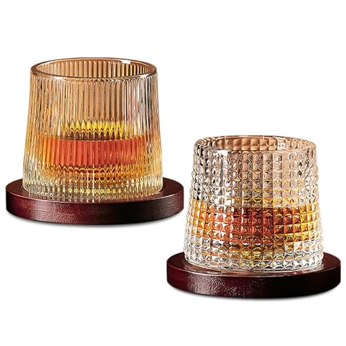 BAIFULAI 2 Stück Whisky Gläser, 200ml Whiskey Gläser, Wiskeygläser mit Bambus-Untersetzern Tumbler Glas,Wiskeygläser- Set Trinkgläser, zur Verkostung von Scotch Bourbon Cocktails BAIFULAI 2 Stück Whisky Gläser, 200ml Whiskey Gläser, Wiskeygläser mit Bambus-Untersetzern Tumbler Glas,Wiskeygläser- Set Trinkgläser, zur Verkostung von Scotch Bourbon Cocktails von BAIFULAI