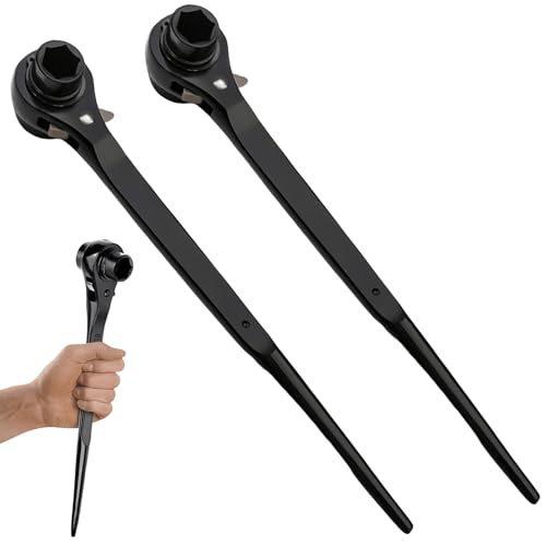 BAIFULAI 2 Stück Gerüstbauratsche 19/22 mm: Gerüstbauratsche mit CR-V-Gerüstschlüssel, rechts/links umschaltbar, korrosionsbeständige Phosphatierung, für Maschinen- und Fahrzeugwartung (Schwarz)​​ von BAIFULAI
