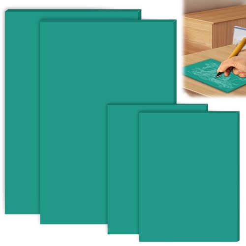 BAIFULAI 4 Stück Weichgummi Linoldruck Platte, 2*A4+ und 2*A6 Weichgummi Linoleum Platte, Grün Linolschnitt Platten, PVC Linolschnitt Set für Stempel, Bastel und Druckprojekte(21 x 30 cm+10cm x 15cm) von BAIFULAI