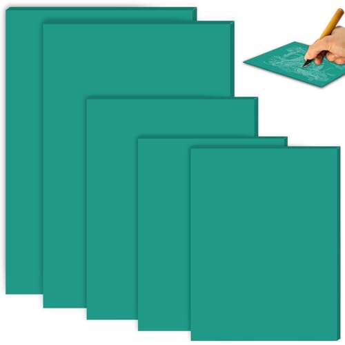 BAIFULAI 5 Stück Weichgummi Linoldruck Platte, 2A4+A5+2A6 Weichgummi Linoleum Platte, Grün Linolschnitt Platten, PVC Linolschnitt Set für Stempel, Bastel und Druckprojekte von BAIFULAI