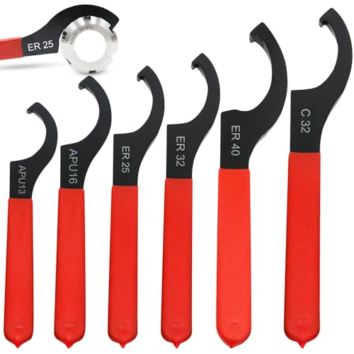 BAIFULAI 6 Stück Hakenschlüssel Set, 6 Größen C-Förmiger Schraubenschlüssel Mit Rutschfestem Griff Für Graviermaschinen, Spindelmotor-Verlängerungsstangen von BAIFULAI