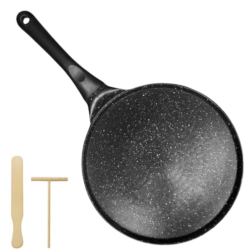 BAIFULAI Crepe Pfanne Induktion 27cm, Antihaft-Pfannkuchenpfanne mit Spatel & Verteiler, Pancake Pfanne, Omlettenpfanne, Flache Crepes Pfanne, Crepe-Pfannen für ALLE Herdarten - ohne PFOA + PFOS von BAIFULAI