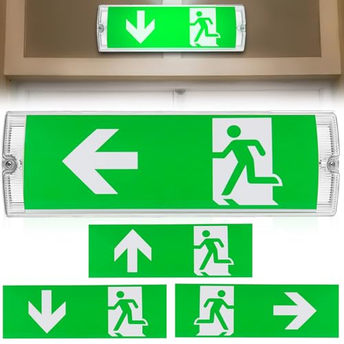 BAIFULAI LED Notleuchte, Notbeleuchtung bis zu 3h Notfall-Modus, Notausgangsleuchte Notbeleuchtung Led mit Akku, mit 4 Piktrogramme Notausgangsschild, Rettungsweg Notausgang Notfall EXIT IP65 von BAIFULAI