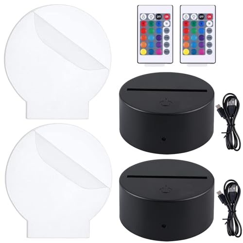 BAIFULAI LED Sockel, 2 Stück 3D Leuchtsockel mit Lichttafel& Fernbedienung und USB-Kabel, Einstellbarer 16 Farben, Touch-Steuerung, LED Nachtlicht Lichtsockel für Acryl und Plexiglas von BAIFULAI