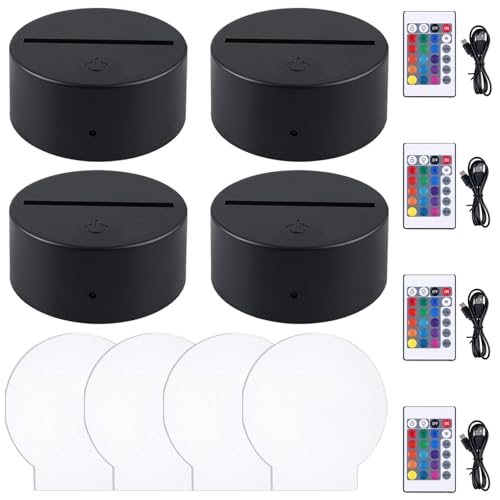 BAIFULAI LED Sockel, 4 Stück 3D Leuchtsockel mit Lichttafel& Fernbedienung und USB-Kabel, Einstellbarer 16 Farben, Touch-Steuerung, LED Nachtlicht Lichtsockel für Acryl und Plexiglas BAIFULAI LED Sockel, 4 Stück 3D Leuchtsockel mit Lichttafel& Fernbedienung und USB-Kabel, Einstellbarer 16 Farben, Touch-Steuerung, LED Nachtlicht Lichtsockel für Acryl und Plexiglas von BAIFULAI