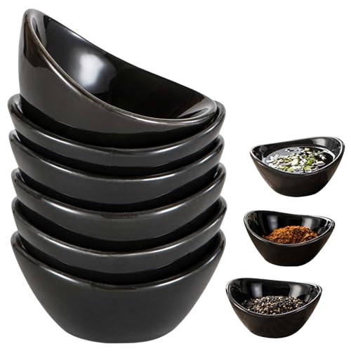 BAIFULAI Schwarz Dipschalen 6er Set, 60ml Stapelbare Dip Schälchen Set, Keramik Schälchen, Kleine Schälchen, Tapas Schalen Set für Charcuterie Board Sushi, Tomatensauce, BBQ, Party Zubehör von BAIFULAI