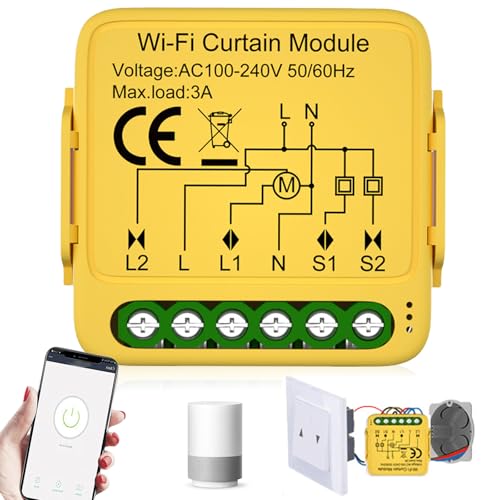 BAIFULAI WiFi-Smart-Rollladenschaltermodul, 2.4GHz Wlan Rolladenschalter Modul, APP Steuerung, Smart Rolladensteuerung, Wlan Smart Rolladenschalter Modul für Rollladenmotorvorhänge/Jalousien von BAIFULAI