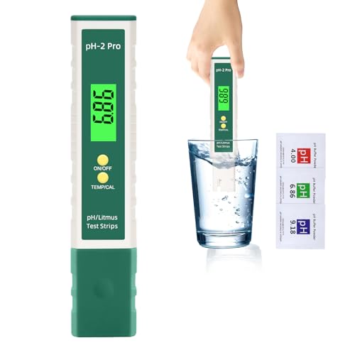 BAIFULAI pH Messgerät Digital, pH Wert Messgerät Pool mit Lackmus-Teststreifen, ATC-Funktion, Reset-Funktion, 0,01 hochpräziser, IP67 wasserdicht, Multifunktion pH Tester für Wasser Hydrokultur von BAIFULAI