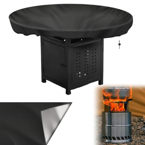 Feuerplatte Abdeckung: ø 100cm 420D Feuerplatte Wasserdicht Anti-UV Grillplatte Schutzhülle, Schwarz Feuerplattenabdeckung Rund Wasserbeständigkeit Abdeckung für Feuerplatte und Grillplatte von BAIFULAI