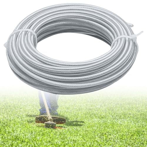 Rasentrimmer Faden, 3.0mm x 45m Stahldraht Mähfaden Trimmerfaden, Hochwertiger Stahldraht Freischneider Faden, Motorsense Schnur, Stahldraht Trimmerfaden, für Weed Grass Yard Garden von BAIFULAI
