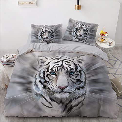 BAIL Bettwäsche 220x240 grauer Tiger Bettwäsche-Set zum Wenden Atmungsaktive Angenehme mit Reißverschluss Bettwäsche + Kissenbezug 80x80 cm für Jungen und Mädchen BAIL Bettwäsche 220x240 grauer Tiger Bettwäsche-Set zum Wenden Atmungsaktive Angenehme mit Reißverschluss Bettwäsche + Kissenbezug 80x80 cm für Jungen und Mädchen von BAIL