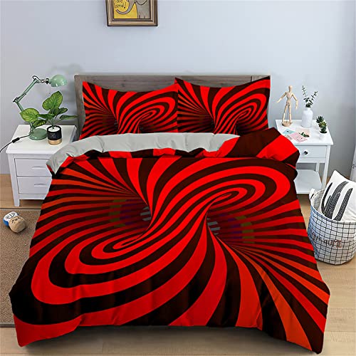 BAIL Bettwäsche 220x240 schwarz rot geometrisch Bettwäsche-Set zum Wenden Atmungsaktive Angenehme mit Reißverschluss Bettwäsche + Kissenbezug 80x80 cm für Jungen und Mädchen von BAIL