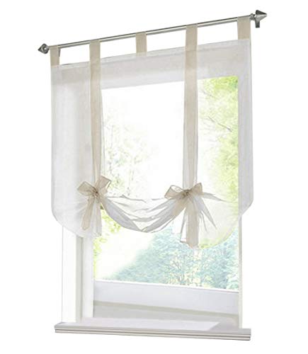 BAILEY JO 1er-Pack Raffrollo Schlaufen Voile Transparent mit Band Raffgardinen Vorhang (BxH 80x140cm, Sand) von BAILEY JO