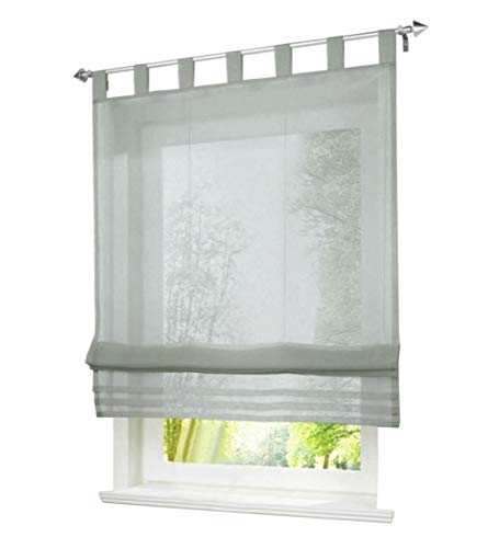 BAILEY JO 1er-Pack Raffrollo mit Schlaufen Gardinen Voile Transparent Vorhang (BxH 120x155cm, hell grau) von BAILEY JO