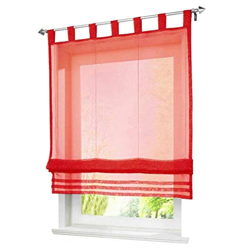 Raffrollo mit Schlaufen Gardinen Voile Transparent Vorhang 1er-Pack (BxH 140x155cm, rot) von BAILEY JO