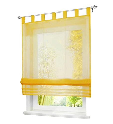 1er-Pack Raffrollo mit Schlaufen Gardinen Voile Transparent Vorhang (BxH 60x155cm, gelb) von BAILEY JO