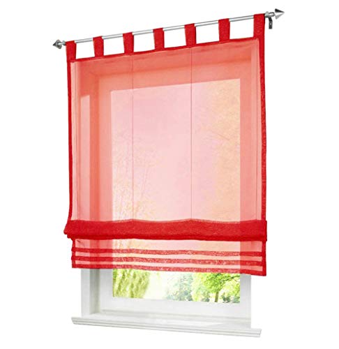 1er-Pack Raffrollo mit Schlaufen Gardinen Voile Transparent Vorhang (BxH 80x155cm, rot) von BAILEY JO