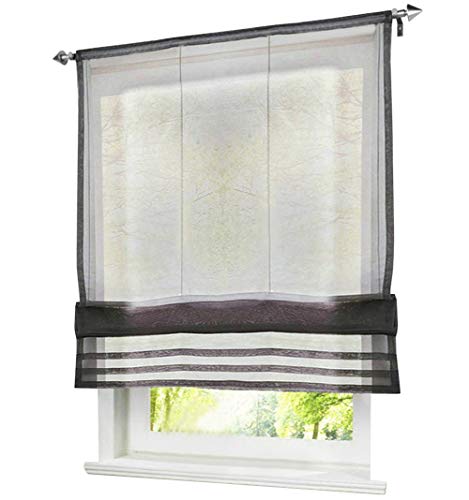 BAILEY JO 1er-Pack Raffrollo mit Tunnelzug Gardinen Transparent Voile Vorhang (BxH 100x155cm, grau) von BAILEY JO