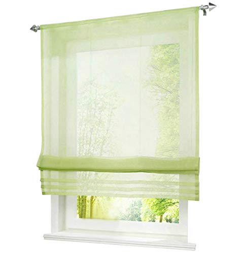 BAILEY JO 1er-Pack Raffrollo mit Tunnelzug Gardinen Transparent Voile Vorhang (BxH 100x155cm, grün) von BAILEY JO
